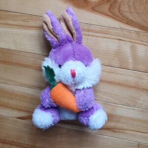 VINTAGE Purple Bunny Rabbit with Carrot Plush Stuffed Animal
